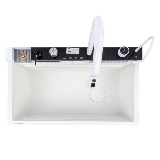 Кухонная мойка Valeso Handmade 75*45 PVD белая "Водопад" (ДЕКОР)