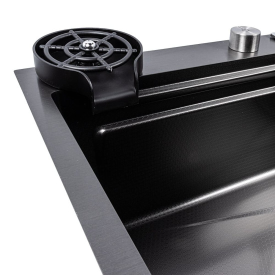 Кухонна мийка Valeso Handmade 75*45G PVD "Водоспад" чорний декор