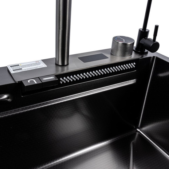 Кухонна мийка Valeso Handmade 75*45G PVD "Водоспад" чорний декор