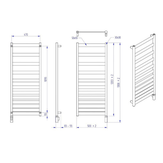 Рушникосушарка водяна Instal-Projekt Belti Bel-50/120C31 500х1203 мм, чорний матовий