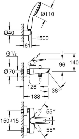 Смеситель для ванны Grohe Eurosmart 25276003