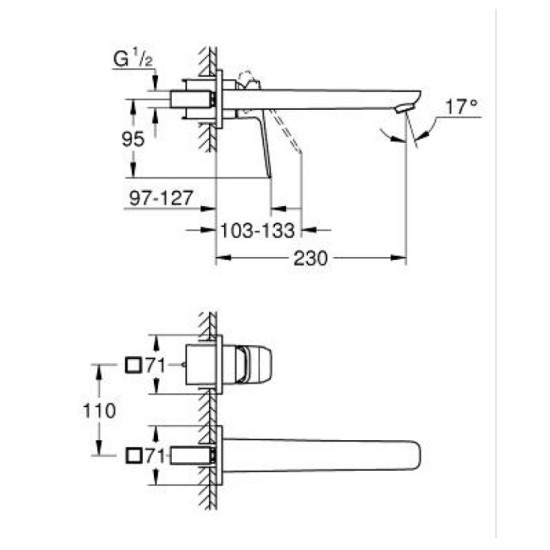 Змішувач для раковини прихованого монтажу Grohe Cubeo 1017890000