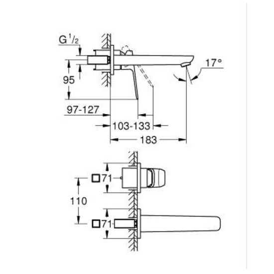 Змішувач для раковини прихованого монтажу Grohe Cubeo 1017880000