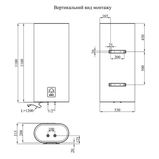 Водонагреватель Kroner Flacher K100F2-D з сухим ТЕНом