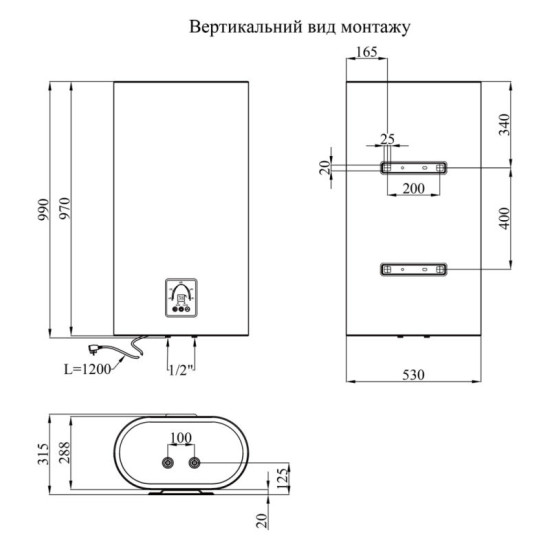 Водонагреватель Kroner Flacher K80F2-D з сухим ТЕНом