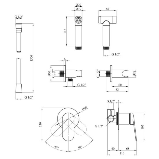 Гігієнічний душ із змішувачем Kroner Element 211234-5301