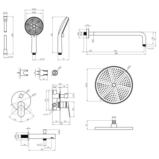 Душевая система Kroner Element 211335A-5301