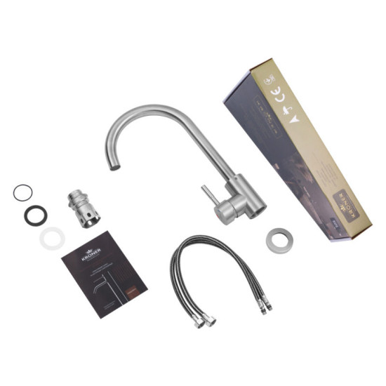 Кухонна мийка Kroner Geburstet-7848RHM + Edelstahl Klassisch-ESG035 + Spender-016