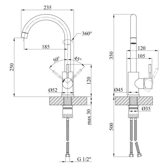 Кухонна мийка Kroner Geburstet-7848RHM + Edelstahl Klassisch-ESG035 + Spender-016