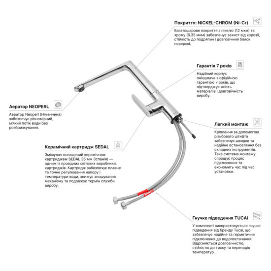 Кухонный смеситель Kroner Element 211512A-0101
