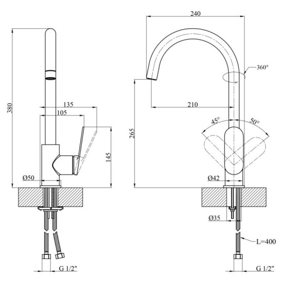 Кухонный смеситель Kroner Element 211512B-0101