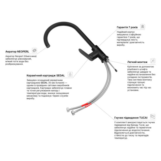 Кухонный смеситель Kroner Element 211512B-3801