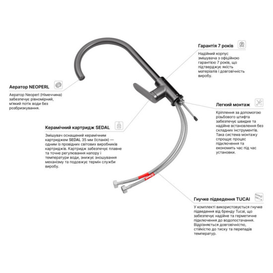 Кухонный смеситель Kroner Element 211512B-5301