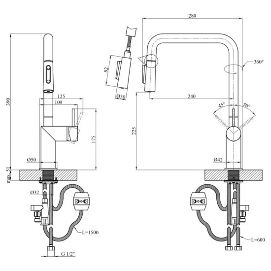 Кухонный смеситель Kroner Element 296569B-3801