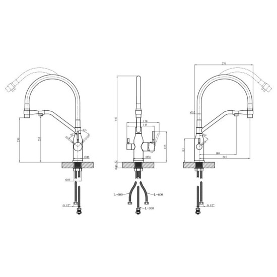 Кухонный смеситель Kroner KRP Kuche - C03816BLK