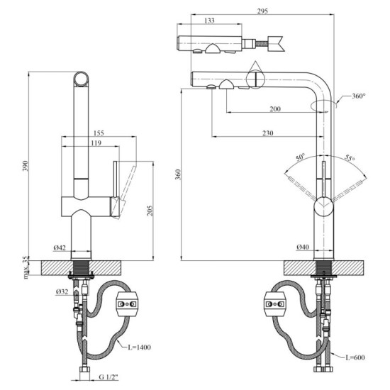 Кухонный смеситель Kroner KRP Kuche - SCH03839