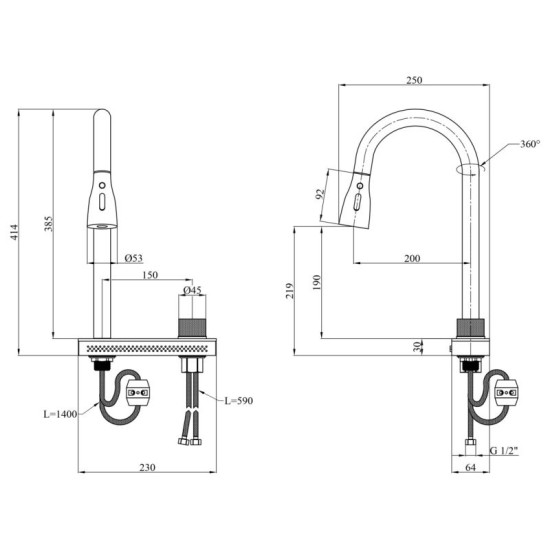 Кухонный смеситель Kroner KRP Schwarze - SCH2363