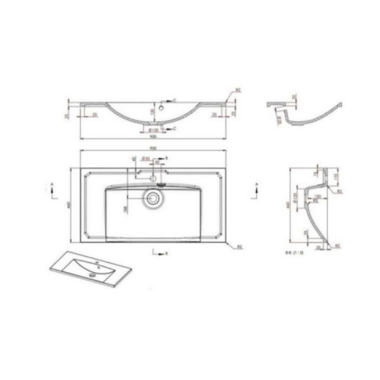 Раковина Fancy Marble (Буль-Буль) Amelia 900 (709101)
