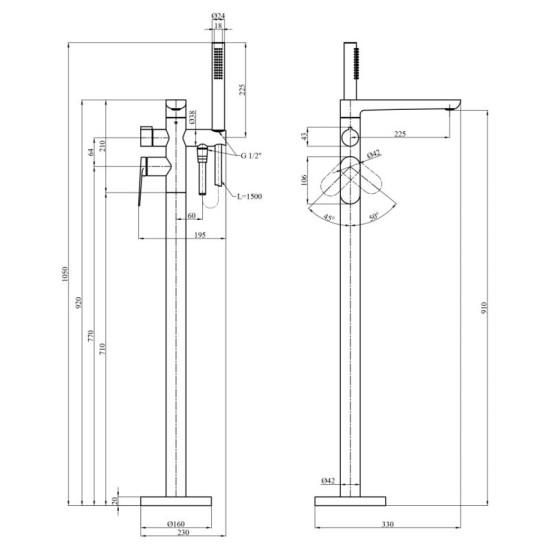 Смеситель для ванны Kroner Element 211339-3801