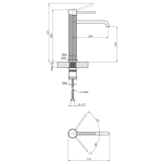 Смеситель для раковины Kroner KRP Edelstahl Berg-GRP010-3