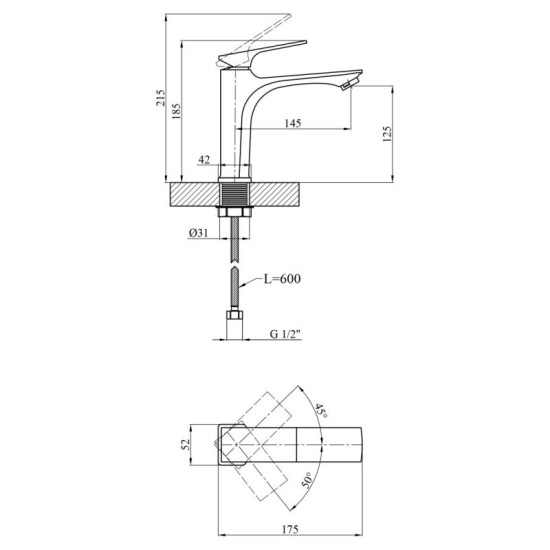 Смеситель для раковины Kroner KRP Vog - C010