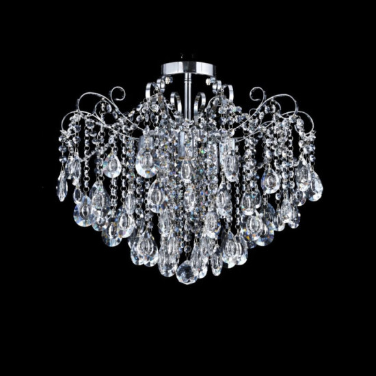 Стельова кришталева люстра на 6 плафонів Valeso TT1102-600 для вітальні та спальні Хром