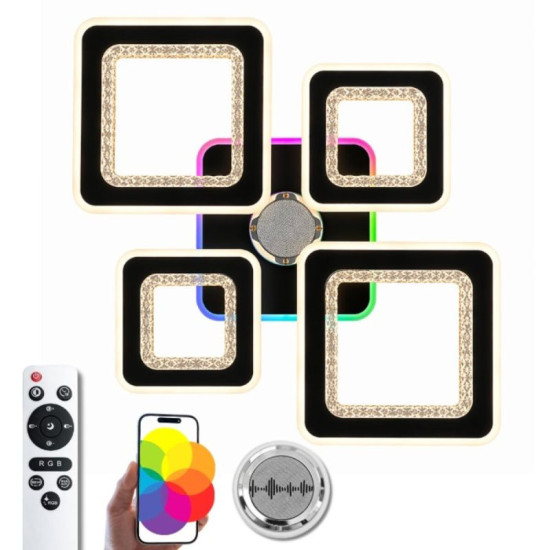 Потолочная люстра светодиодная с музыкальной колонкой и RGB подсветкой Valeso YZD1275 Черный
