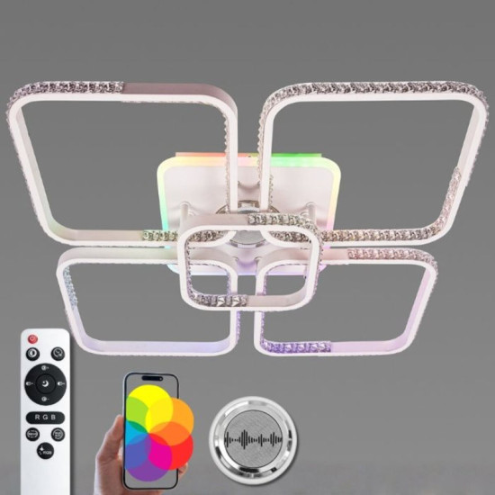 Потолочная люстра светодиодная с музыкальной колонкой и RGB подсветкой для большой гостиной Valeso YZD1271 Белый