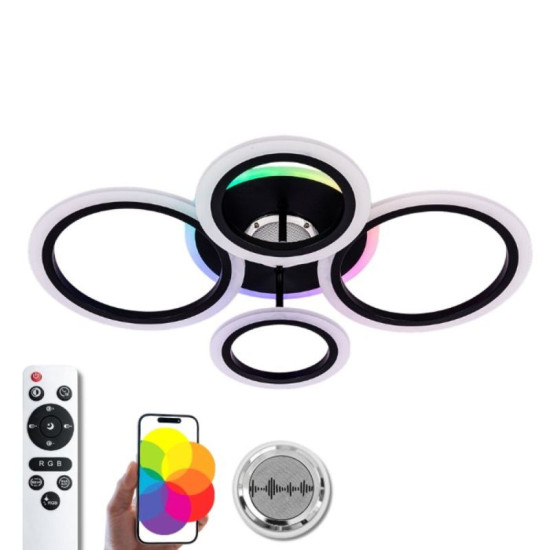 Потолочная люстра светодиодная с музыкальной колонкой и RGB подсветкой для спальни и детской Valeso YZD1270