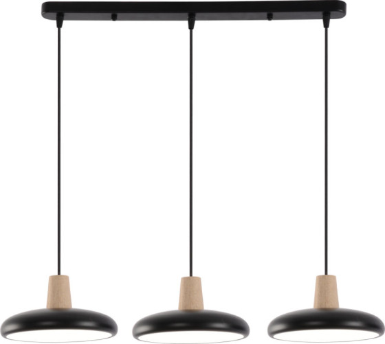 Подвесная LED-люстра Valeso XI3342-3 Черный + дерево,3000K, 4200K, 6000K