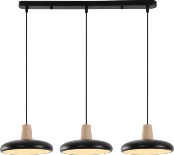 Подвесная LED-люстра Valeso XI3342-3 Черный + дерево,3000K, 4200K, 6000K