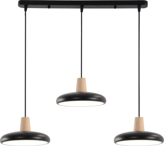 Подвесная LED-люстра Valeso XI3342-3 Черный + дерево,3000K, 4200K, 6000K