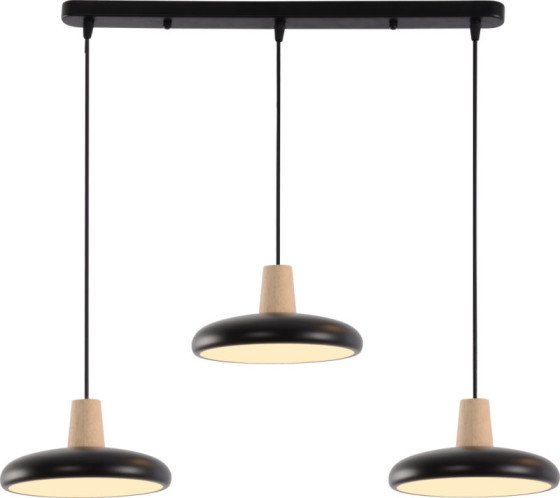 Подвесная LED-люстра Valeso XI3342-3 Черный + дерево,3000K, 4200K, 6000K
