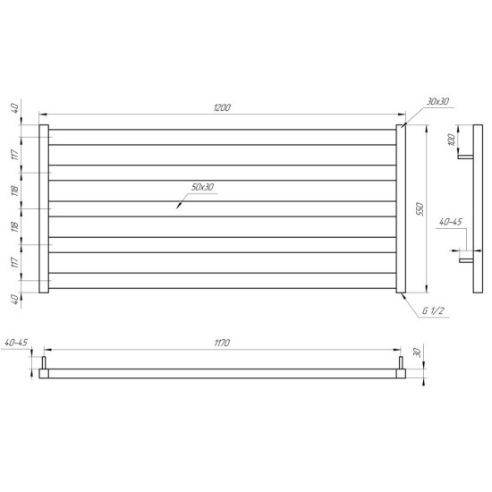 Полотенцесушитель Genesis Aqua Barker DRY 55x120 черный
