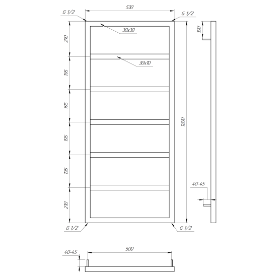 Полотенцесушитель Genesis Aqua Mogiana DRY 120x53 графит