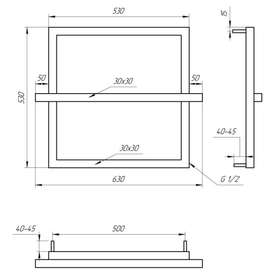 Полотенцесушитель Genesis Aqua One DRY 63x53 черный