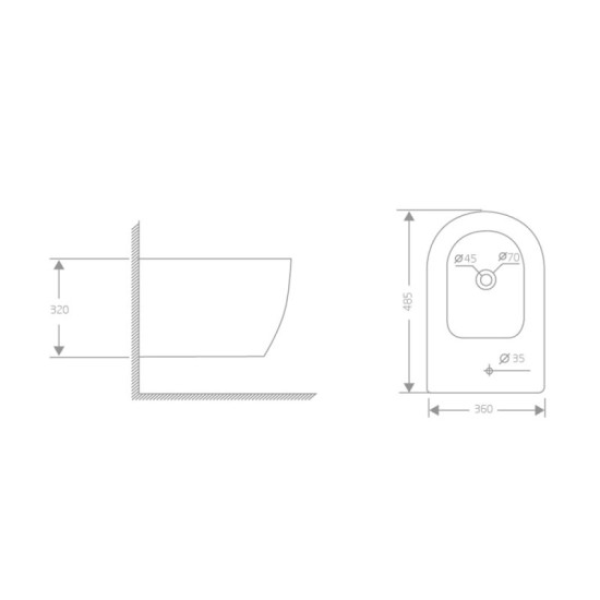 Биде подвесное Qtap Jay 485х360х320 мм White QT07555377W