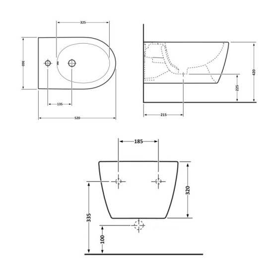 Біде підвісне Qtap Jay 520х360х320 White QT07555376W