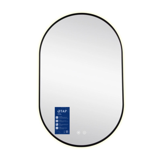 Дзеркало Qtap Scorpio (SC1) з LED-підсвічуванням Touch, з антизапотіванням, з диммером, рег. темп. кольори Black QTSC500800