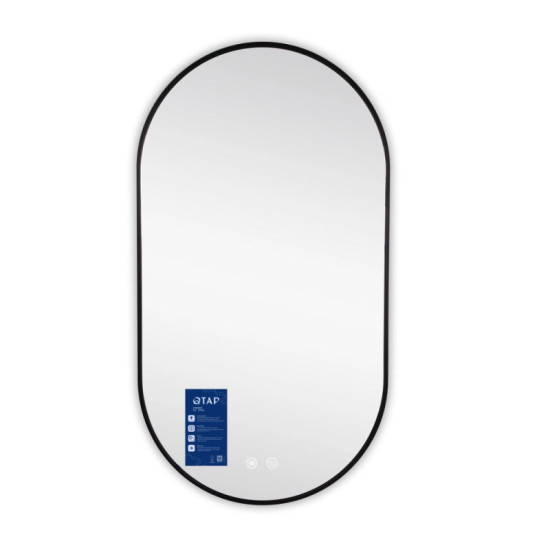 Зеркало Qtap Scorpio (SC1) с LED-подсветкой Touch, с антизапотеванием, с диммером, рег. темп. цвета Black QTSC500900