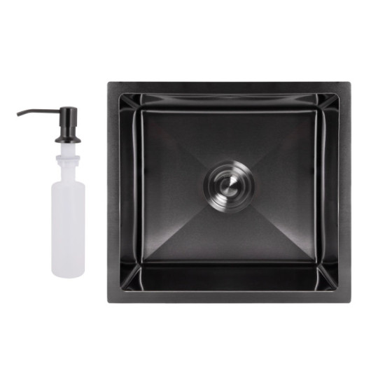 Кухонна мийка під стільницю Lidz Handmade H4843B Brushed Black PVD 3,0/1,0 мм LDH4843BRUBLM49440
