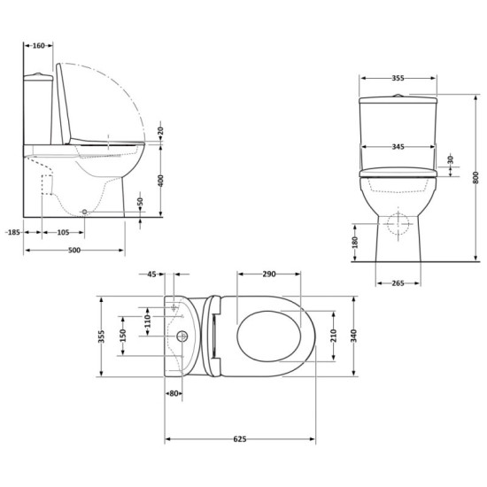 Унитаз-компакт Qtap Aquarius Ultra Quiet 620×355×790 мм с сиденьем Soft-close, White QTAQAW27W49262