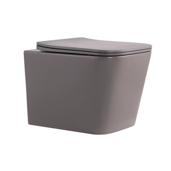Унитаз подвесной Qtap Tern Ultra Quiet 520×345×325 мм, Stone grey, с сиденьем Slim Duroplast / Soft-close / Quick Release QTTER26SG49000