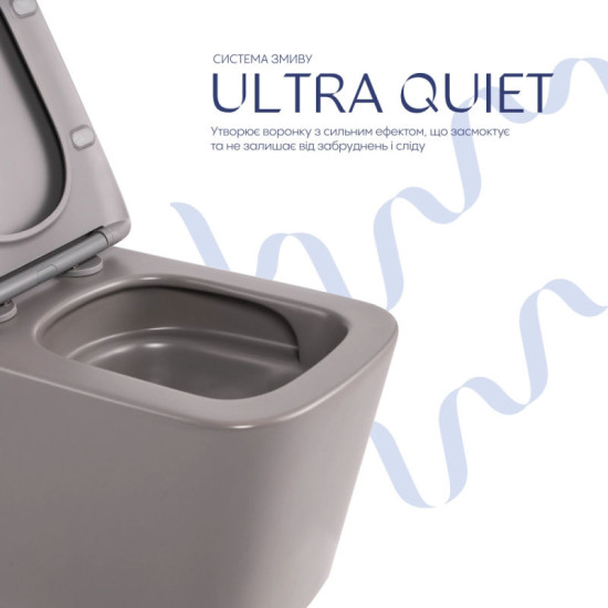 Унитаз подвесной Qtap Tern Ultra Quiet 520×345×325 мм, Stone grey, с сиденьем Slim Duroplast / Soft-close / Quick Release QTTER26SG49000