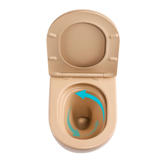 Унитаз подвесной Qtap Robin Ultra Quiet 490×365×325 мм, Beige, с сиденьем Slim Duroplast / Soft-close / Quick Release QT13332381АSSB
