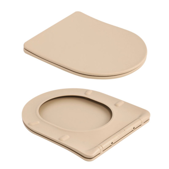 Унитаз подвесной Qtap Robin Ultra Quiet 490×365×325 мм, Beige, с сиденьем Slim Duroplast / Soft-close / Quick Release QT13332381АSSB