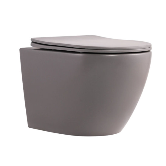 Унитаз подвесной Qtap Robin Ultra Quiet 490×365×325 мм, Stone Grey, с сиденьем Slim Duroplast / Soft-close / Quick Release QT13332381АSSG