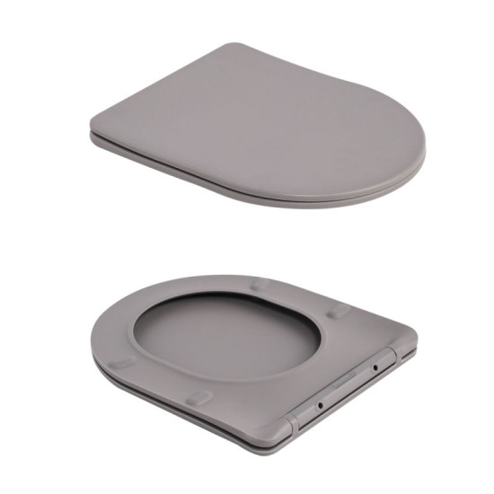 Унитаз подвесной Qtap Robin Ultra Quiet 490×365×325 мм, Stone Grey, с сиденьем Slim Duroplast / Soft-close / Quick Release QT13332381АSSG