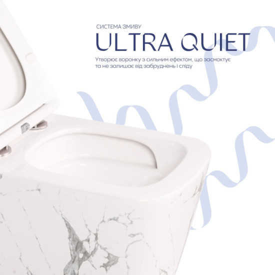 Унитаз подвесной Qtap Tern Ultra Quiet 490×365×325 мм, Marble, с сиденьем Slim Duroplast / Soft-close / Quick Release QT17332303ASMR