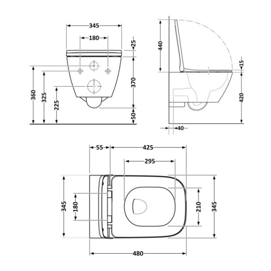 Унитаз подвесной Qtap Tern Ultra Quiet 490×365×325 мм, Marble, с сиденьем Slim Duroplast / Soft-close / Quick Release QT17332303ASMR
